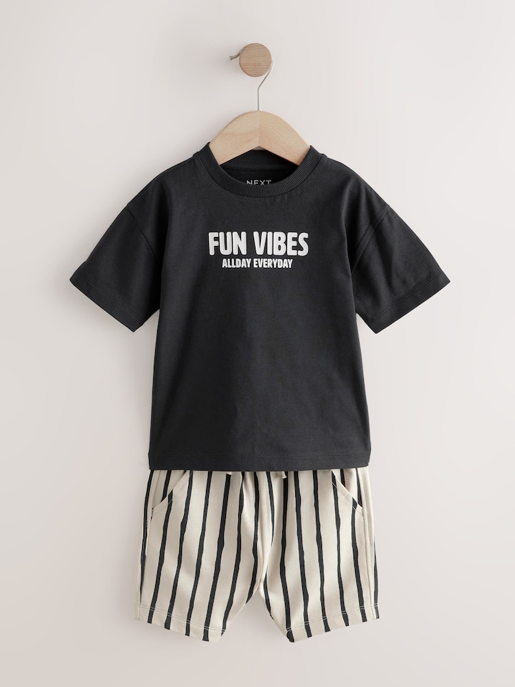 Monochrome Short Sleeve T-Shirts & Joggers Set 2 Pack (3mths-7yrs) - Image 7 of 13