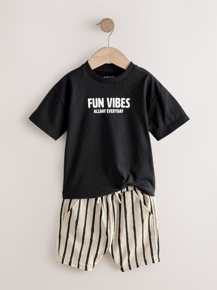 Monochrome Short Sleeve T-Shirts & Joggers Set 2 Pack (3mths-7yrs) - Image 8 of 13