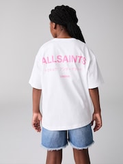 Белый/розовый - smALLSAINTS Oversized Girls Underground Crew T-Shirt - Image 1 of 7