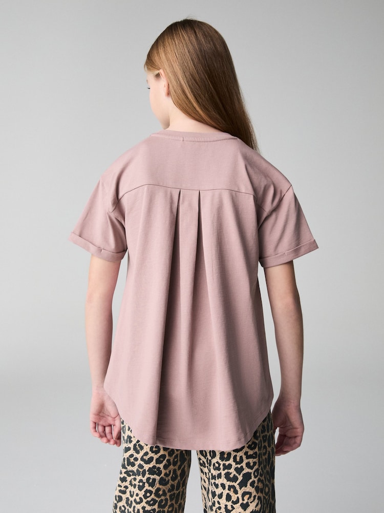 smALLSAINTS Mauve Purple Girls Logo Lace Pleat Back T-Shirt - Image 2 of 6