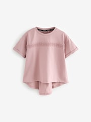 smALLSAINTS Mauve Purple Girls Logo Lace Pleat Back T-Shirt - Image 4 of 6