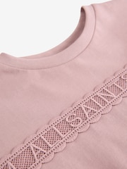 smALLSAINTS Mauve Purple Girls Logo Lace Pleat Back T-Shirt - Image 6 of 6