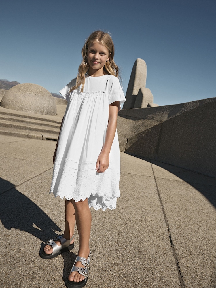 smALLSAINTS White/Broderie Girls Smock Dress - Image 1 of 4