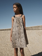 smALLSAINTS Leopard Print 100% Cotton Printed Girls Dress - Image 1 of 9