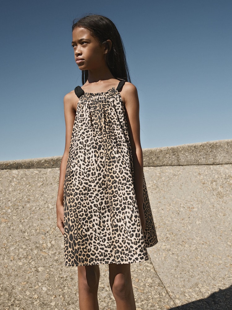 smALLSAINTS Leopard Print 100% Cotton Printed Girls Dress - Image 1 of 9
