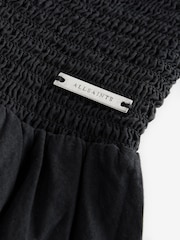 smALLSAINTS Black Ode Smocked Sleeveless 100% Cotton Dress - Image 10 of 11