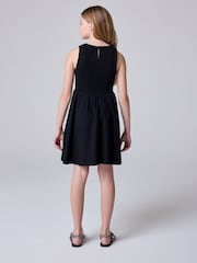 smALLSAINTS Black Ode Smocked Sleeveless 100% Cotton Dress - Image 4 of 11
