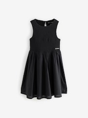 smALLSAINTS Black Ode Smocked Sleeveless 100% Cotton Dress - Image 8 of 11