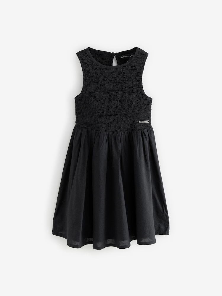 smALLSAINTS Black Ode Smocked Sleeveless 100% Cotton Dress - Image 8 of 11