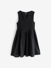 smALLSAINTS Black Ode Smocked Sleeveless 100% Cotton Dress - Image 9 of 11