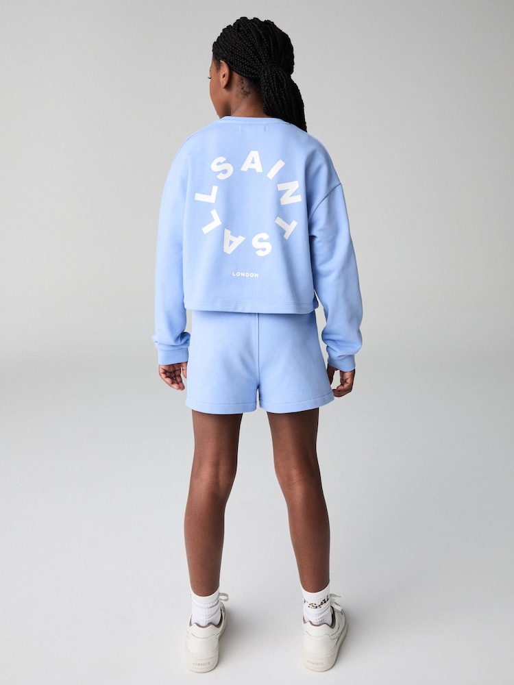smALLSAINTS Blue Tierra Sweatshirt and Sweat Shorts Girls Set - Image 2 of 9