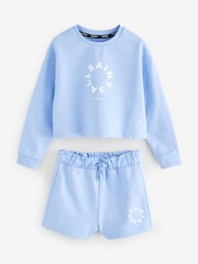 smALLSAINTS Blue Tierra Sweatshirt and Sweat Shorts Girls Set - Image 5 of 9