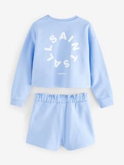 smALLSAINTS Blue Tierra Sweatshirt and Sweat Shorts Girls Set - Image 6 of 9