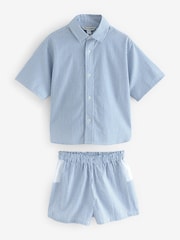 smALLSAINTS Blue/White Karina Stripe Relaxed 100% Cotton Shirt and Short Set - Image 5 of 9
