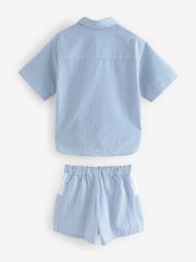 smALLSAINTS Blue/White Karina Stripe Relaxed 100% Cotton Shirt and Short Set - Image 7 of 9