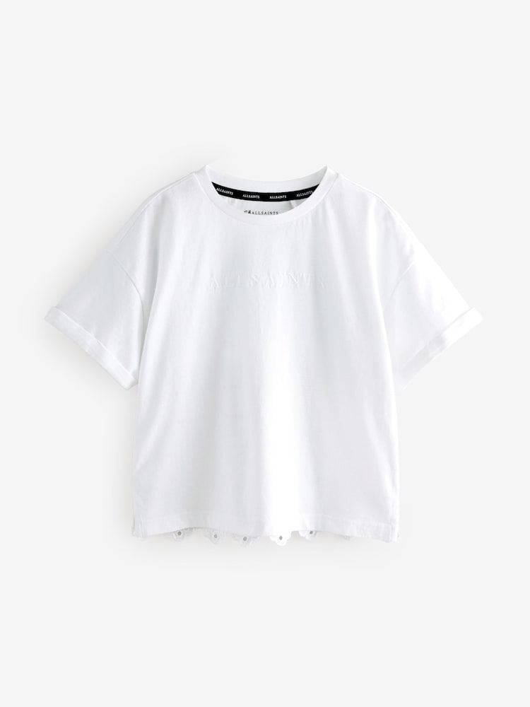 smALLSAINTS White Girls 100% Cotton Broderie Back T-Shirt - Image 5 of 8