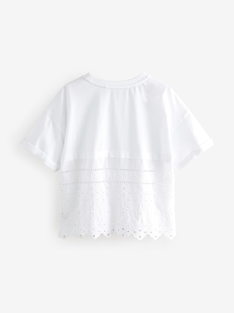 smALLSAINTS White Girls 100% Cotton Broderie Back T-Shirt - Image 6 of 8