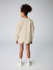 smALLSAINTS Neutral Girls Oversized Logo Sweatshirt and Short Set - Image 2 of 9