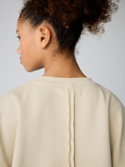 smALLSAINTS Neutral Girls Oversized Logo Sweatshirt and Short Set - Image 6 of 9