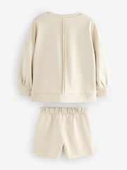smALLSAINTS Neutral Girls Oversized Logo Sweatshirt and Short Set - Image 9 of 9
