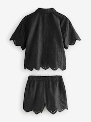 smALLSAINTS Black Girls 100% Cotton Broderie Shirt and Shorts Set - Image 7 of 9