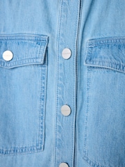 smALLSAINTS Light Blue Denim Girls Tove Short Sleeve 100% Cotton Denim Shirt - Image 4 of 5
