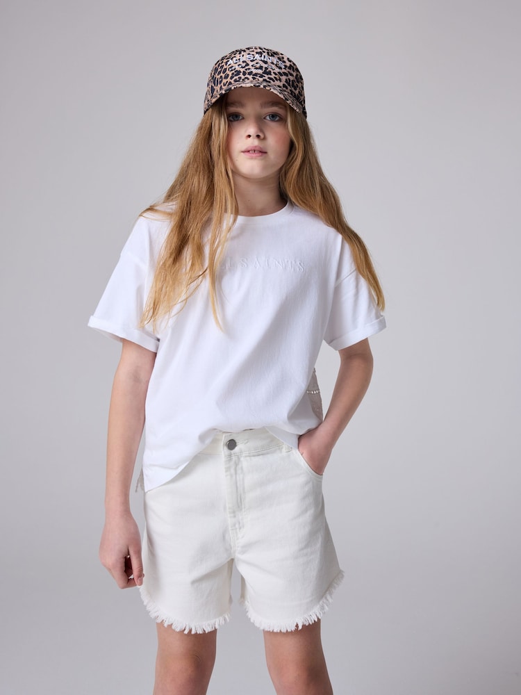 smALLSAINTS Chalk White Astrid High Waisted Denim Shorts - Image 1 of 8 smALLSAINTS Chalk White Astrid High Waisted Denim Shorts - Image 1 of 8