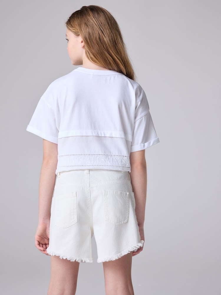 smALLSAINTS Chalk White Astrid High Waisted Denim Shorts - Image 2 of 8 smALLSAINTS Chalk White Astrid High Waisted Denim Shorts - Image 2 of 8