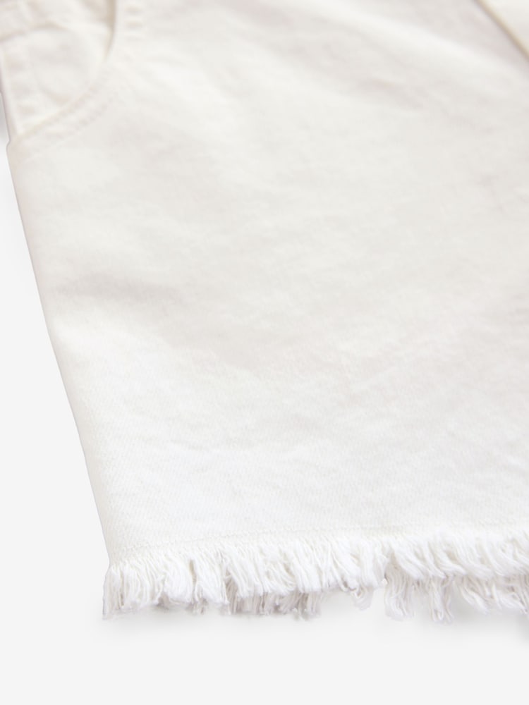 smALLSAINTS Chalk White Girls Astrid High Waisted Denim 100% Cotton Shorts - Image 8 of 8