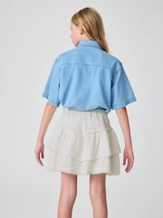 smALLSAINTS White Girls Broderie Tiered 100% Cotton Skirt - Image 3 of 9