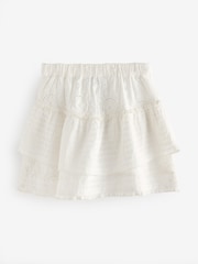 smALLSAINTS White Girls Broderie Tiered 100% Cotton Skirt - Image 7 of 9