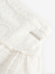 smALLSAINTS White Girls Broderie Tiered 100% Cotton Skirt - Image 8 of 9