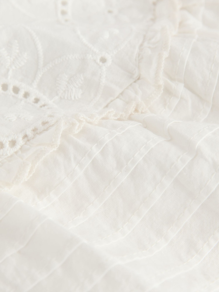 smALLSAINTS White Girls Broderie Tiered 100% Cotton Skirt - Image 9 of 9