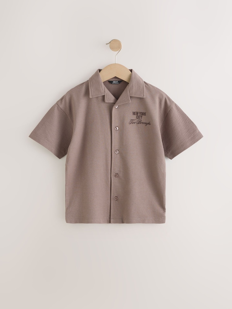 Marrón claro - Textured Jersey Shirt (3-16yrs) - Imagen 1 de 4