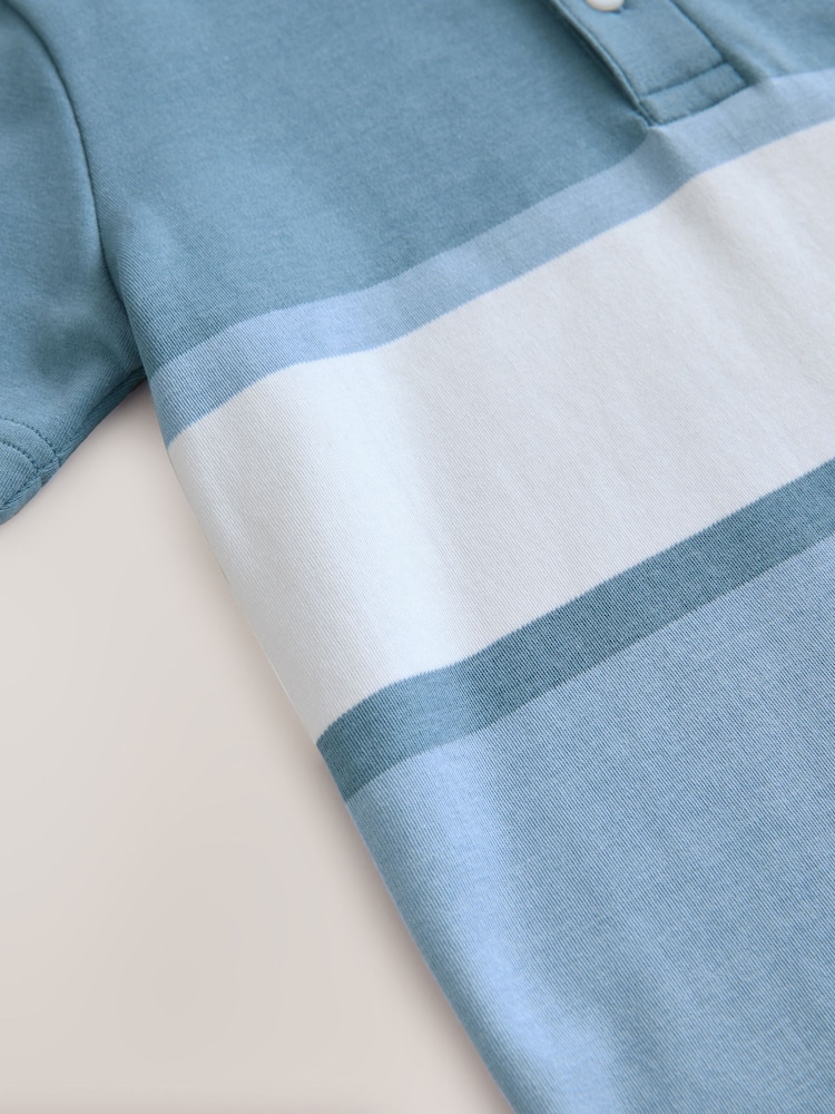 modra - z izrazitim barvnim vzorcem črtast; progast kratek rokav; s kratkimi rokavi 100% Cotton polo majice (3-16yrs) - Slika 4 iz 4