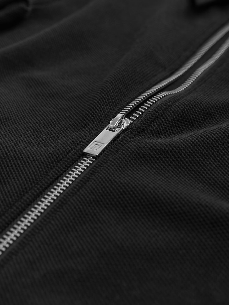 Black Zip Through Short Sleeve 100% Cotton Polo Shirt (3-16yrs) - Image 3 of 4