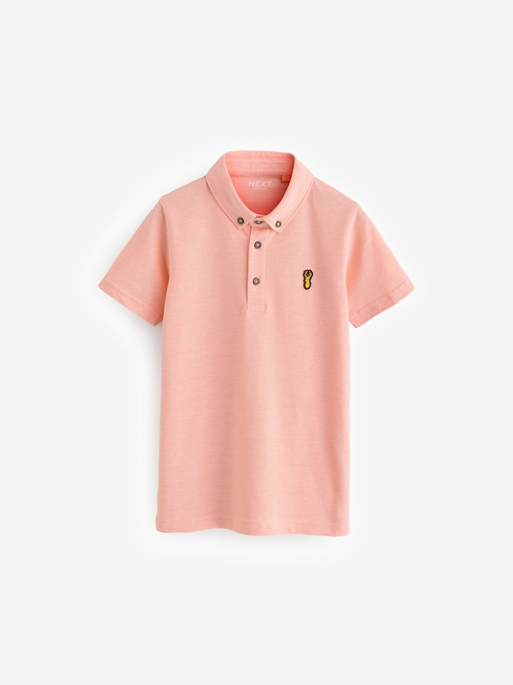 Peach Marl Short Sleeve Polo Shirt (3-16yrs) - Image 1 of 4