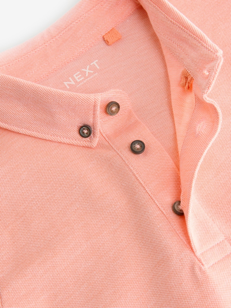 Peach Marl Short Sleeve Polo Shirt (3-16yrs) - Image 3 of 4