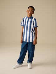 Blue/White Stripe Short Sleeve Polo Shirt (3-16yrs) - Image 2 of 7