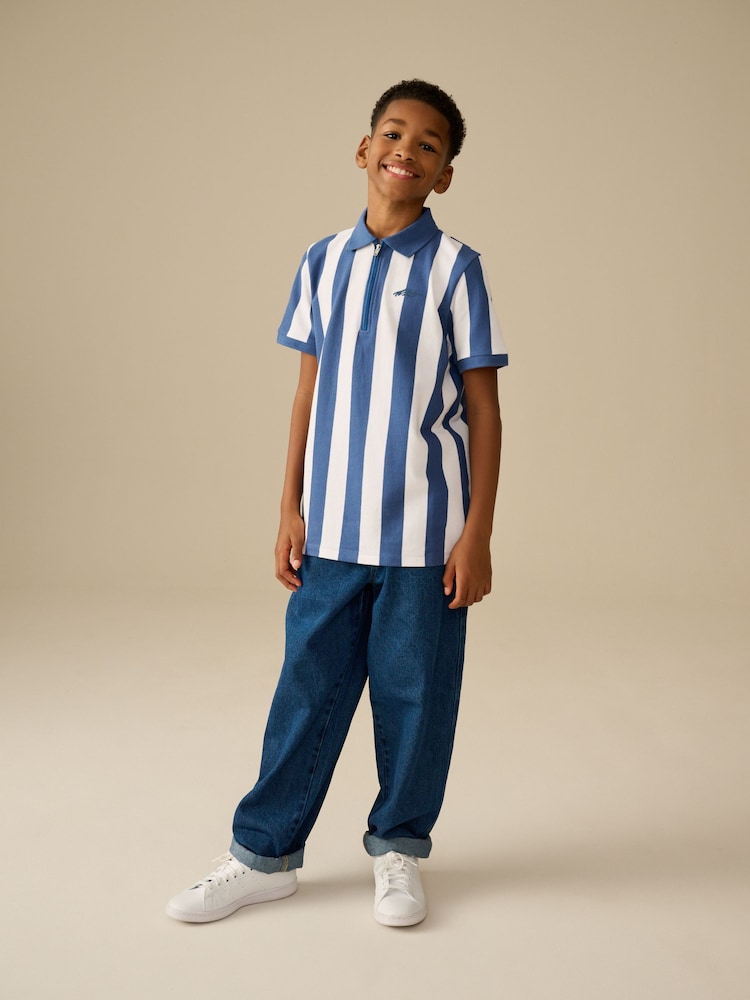 Blue/White Stripe Short Sleeve Polo Shirt (3-16yrs) - Image 2 of 7