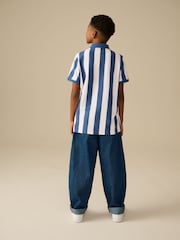 Blue/White Stripe Short Sleeve Polo Shirt (3-16yrs) - Image 4 of 7