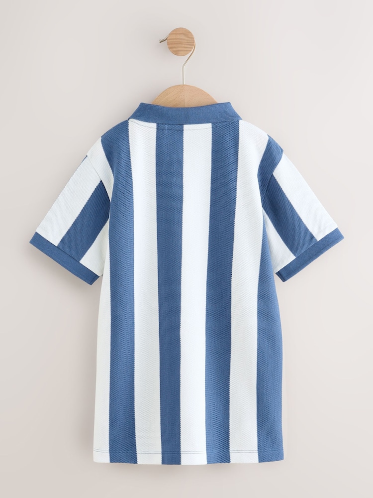 Blue/White Stripe Short Sleeve Polo Shirt (3-16yrs) - Image 7 of 7