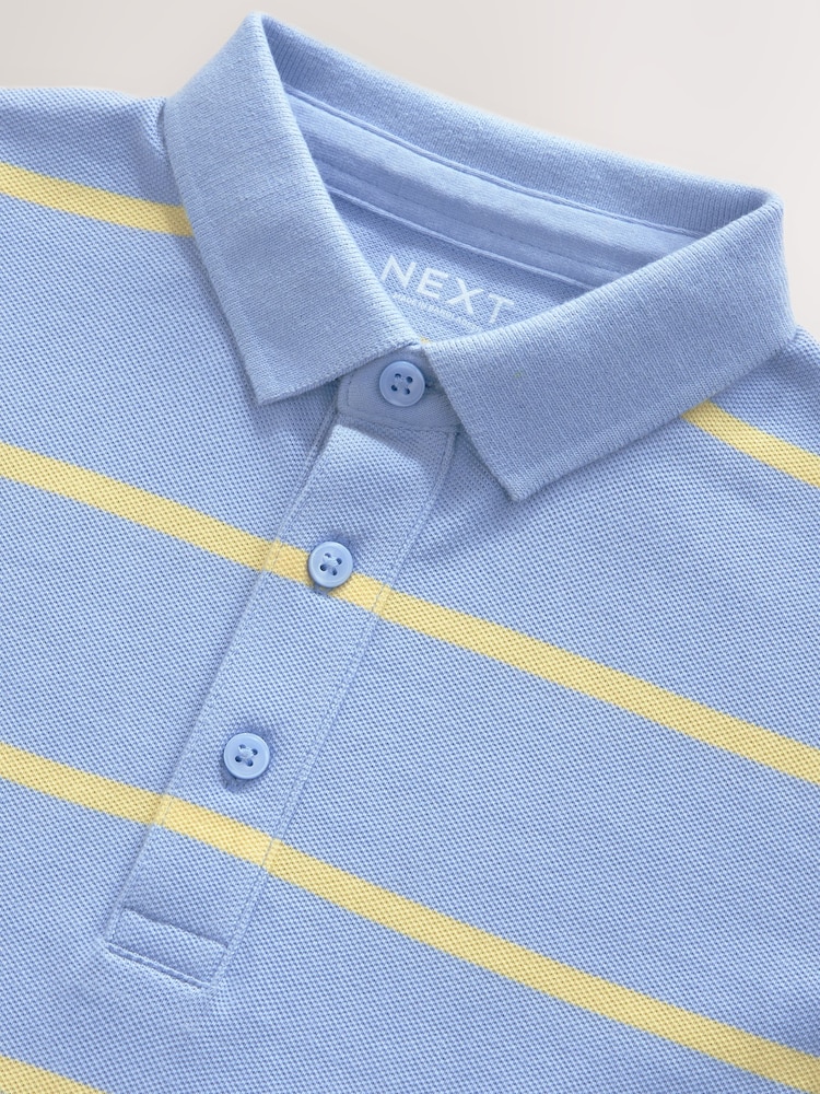 Blue/Yellow Stripe Short Sleeve Polo Shirt (3-16yrs) - Image 4 of 4