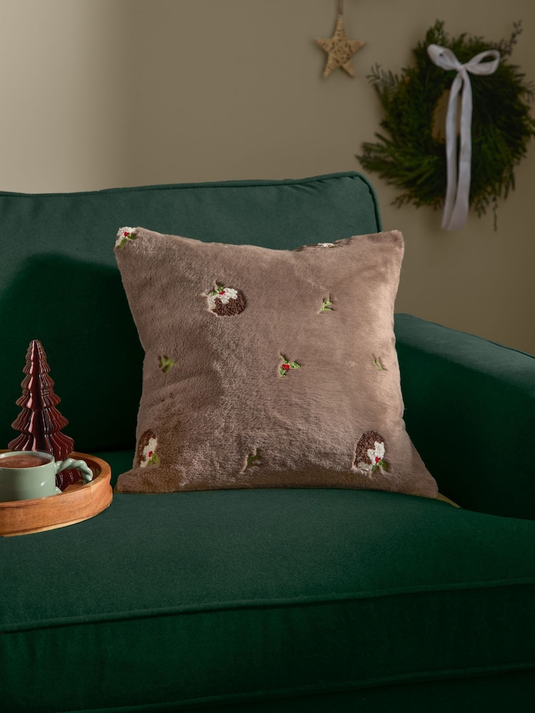 Paoletti Mocha Empress Faux Fur Cushion - Image 1 of 4 Paoletti Mocha Empress Faux Fur Cushion - Image 1 of 4