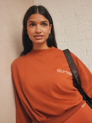 self. Rust Brown Crew Neck Sweat Top - Image 1 of 7