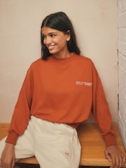 self. Rust Brown Crew Neck Sweat Top - Image 3 of 7