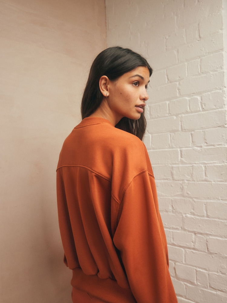 self. Rust Brown Crew Neck Sweat Top - Image 4 of 7
