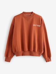 self. Rust Brown Crew Neck Sweat Top - Image 5 of 7