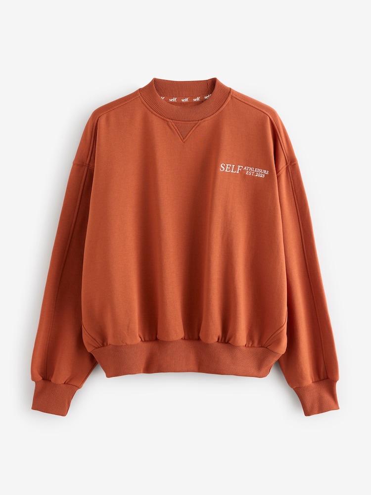 self. Rust Brown Crew Neck Sweat Top - Image 5 of 7