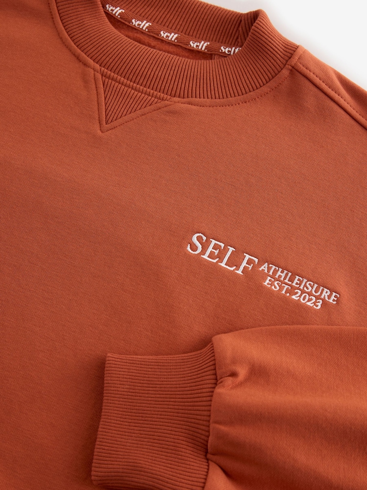 self. Rust Brown Crew Neck Sweat Top - Image 7 of 7